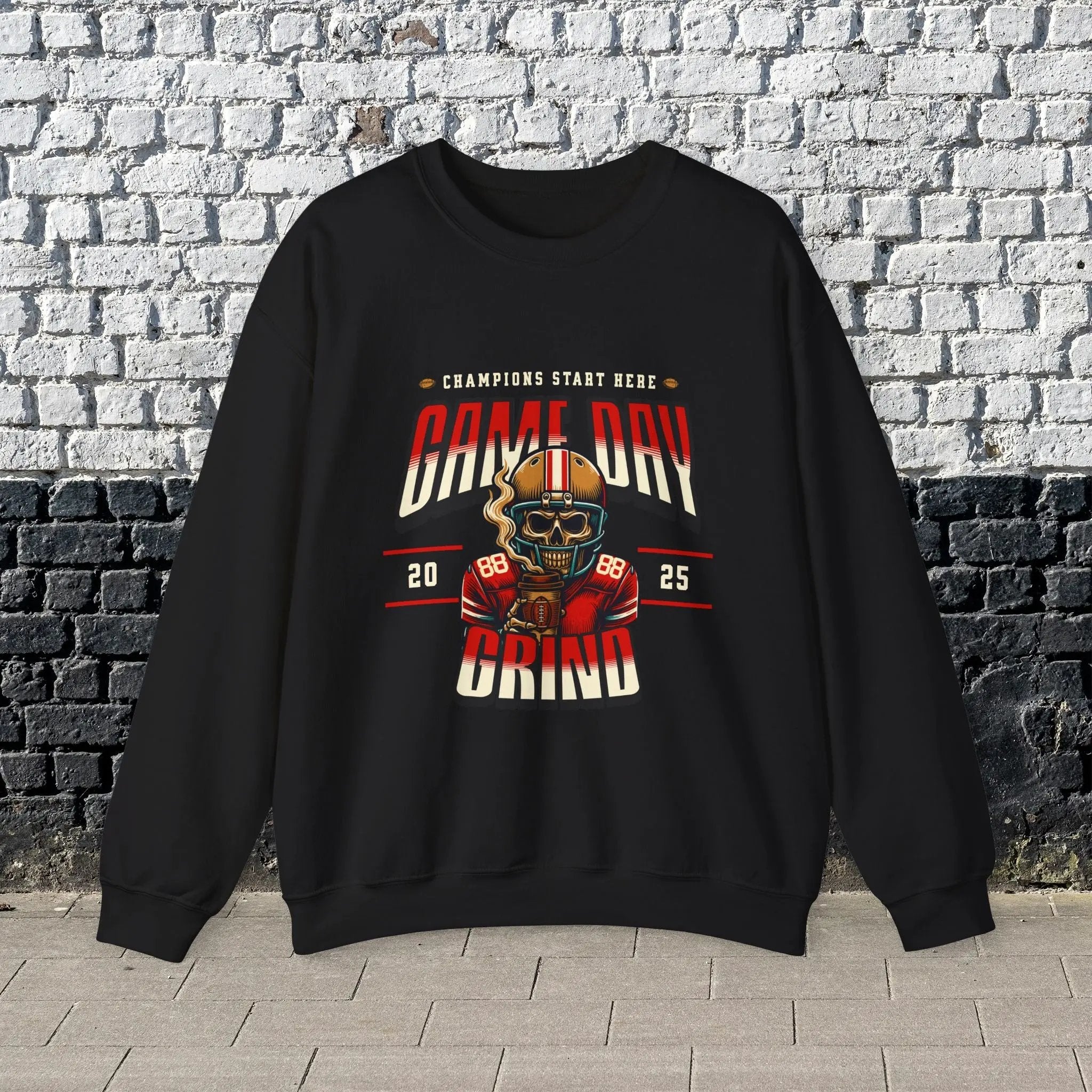 Game Day Grind Sweatshirt - Coffee Football Warm Cozy Sweatshirt Printify