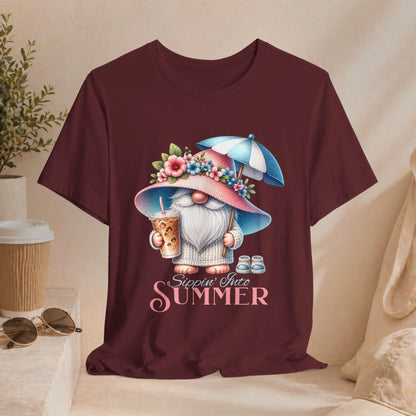 Sippin Into Summer Gnome T-Shirt Printify