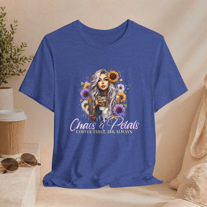 Chaos & Petals Coffee T-Shirt Printify