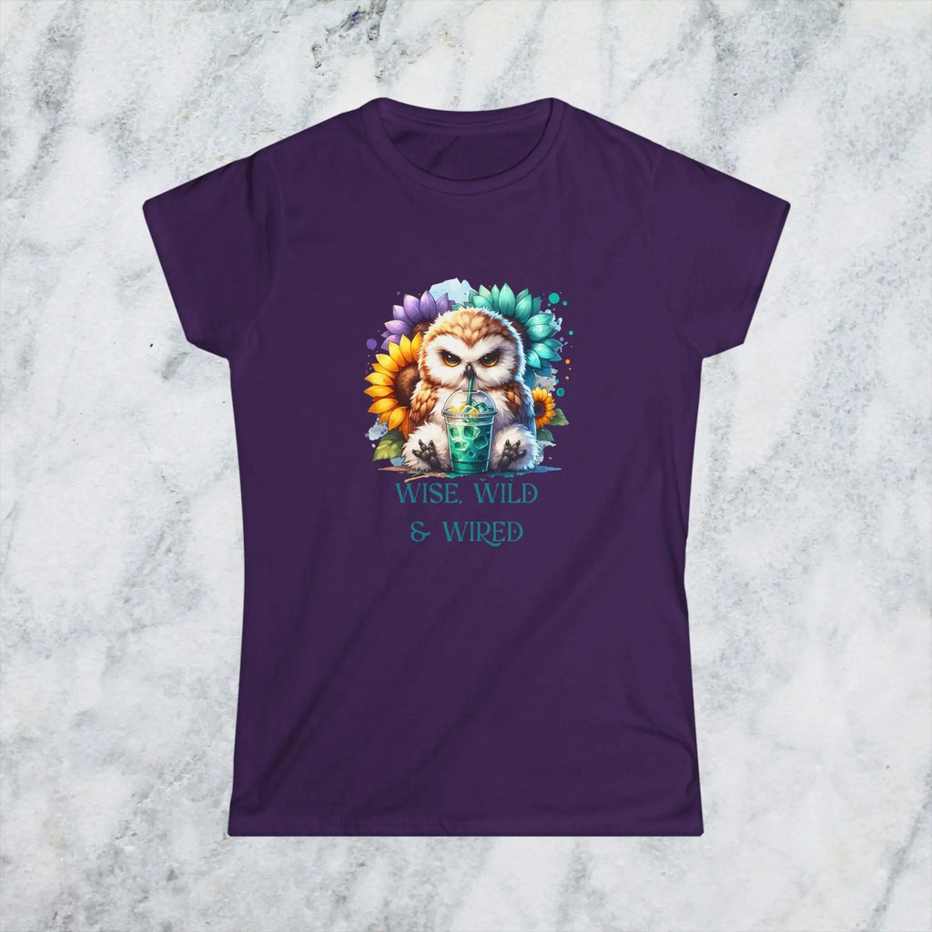 Wise Wild Owl T-Shirt – “Wise, Wild and Wired” Sunflower Owl Tee Printify