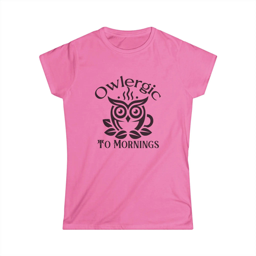 Owlergic to Mornings T-Shirt – Funny Owl Coffee Cup Graphic Tee Printify