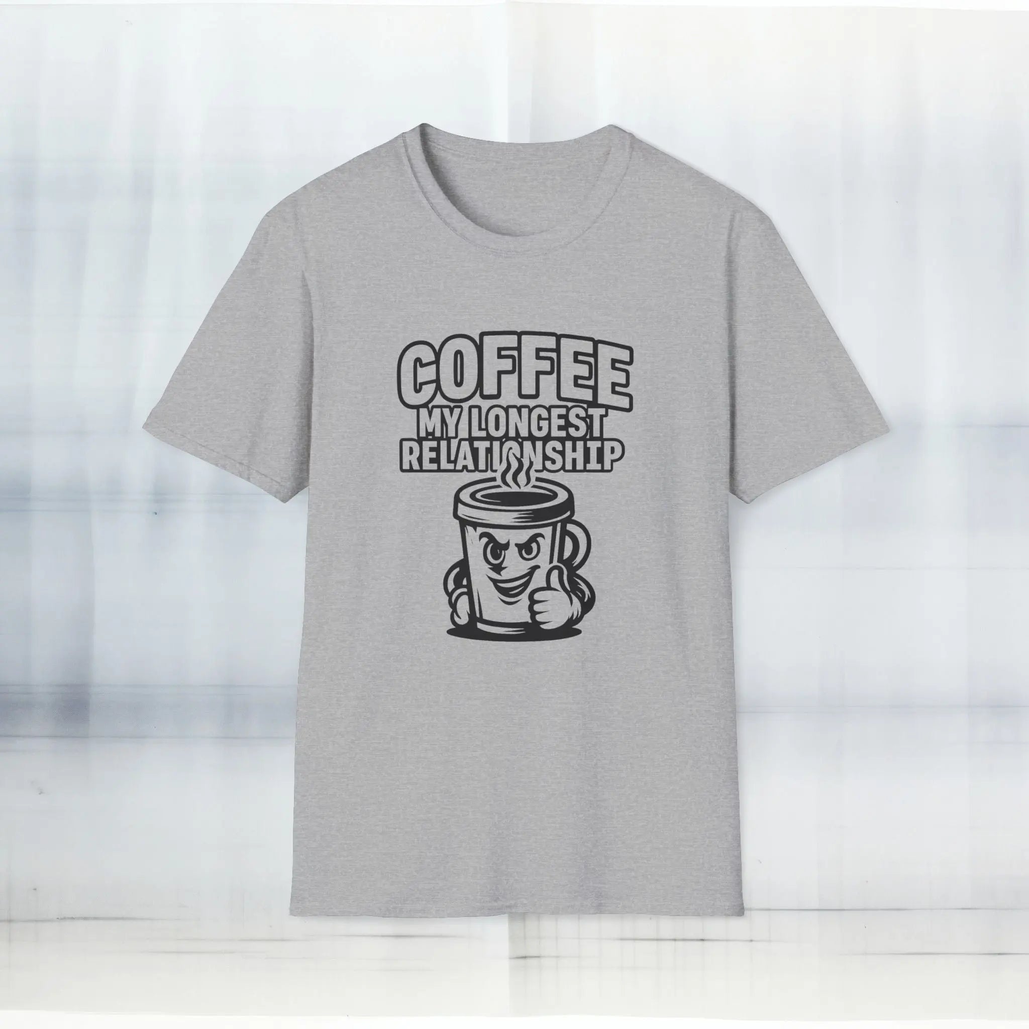 Relationship T-Shirt - Coffee is my longest relationship funny coffee cup tee - Boldly Bitter Company