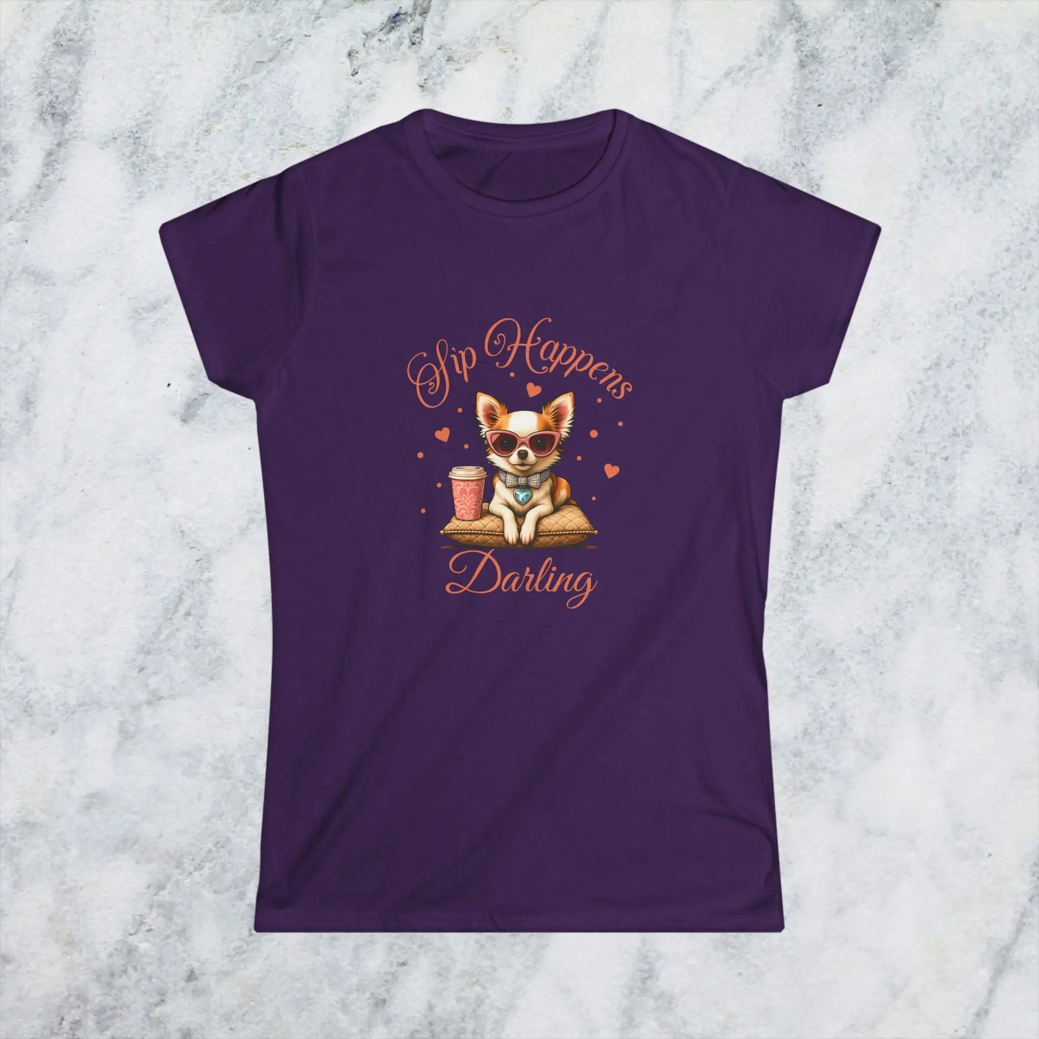 Sip Happens Darling Tee — Cute Chihuahua Coffee Women's T‑Shirt Printify