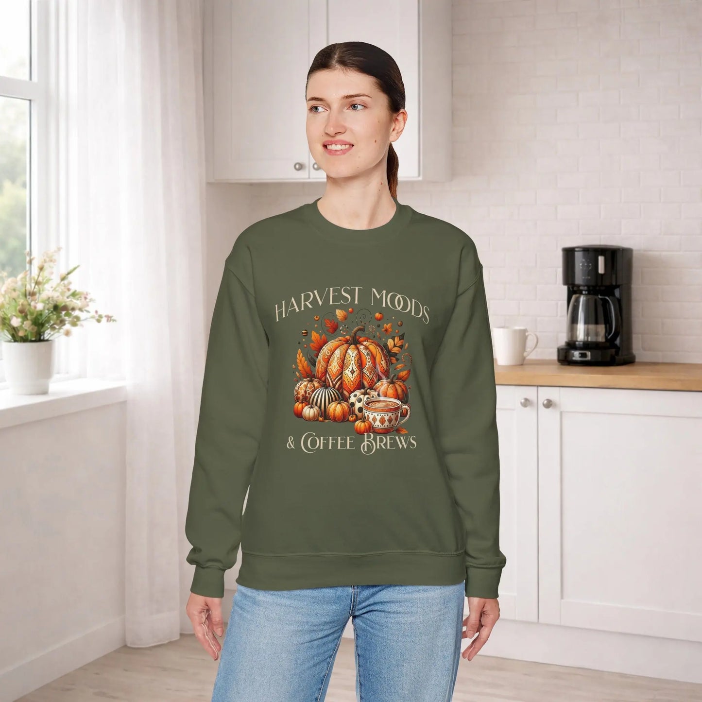 Harvest Moods & Coffee Brews Sweatshirt Printify