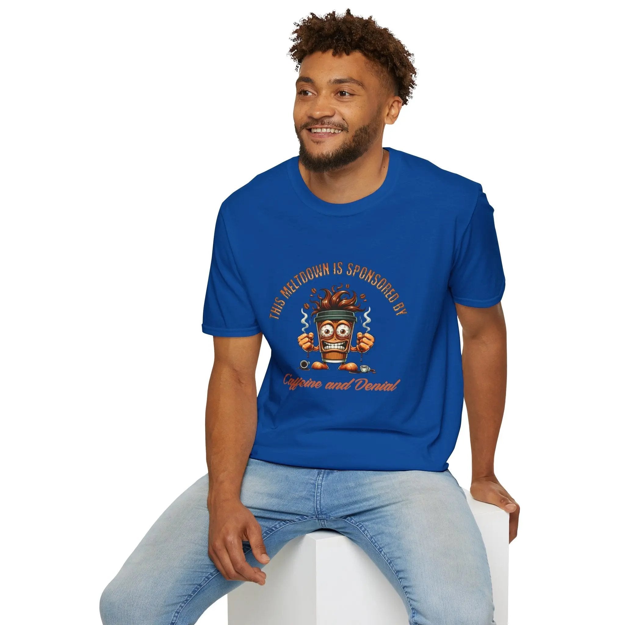 Caffeine and Denial T-Shirt - Boldly Bitter Company