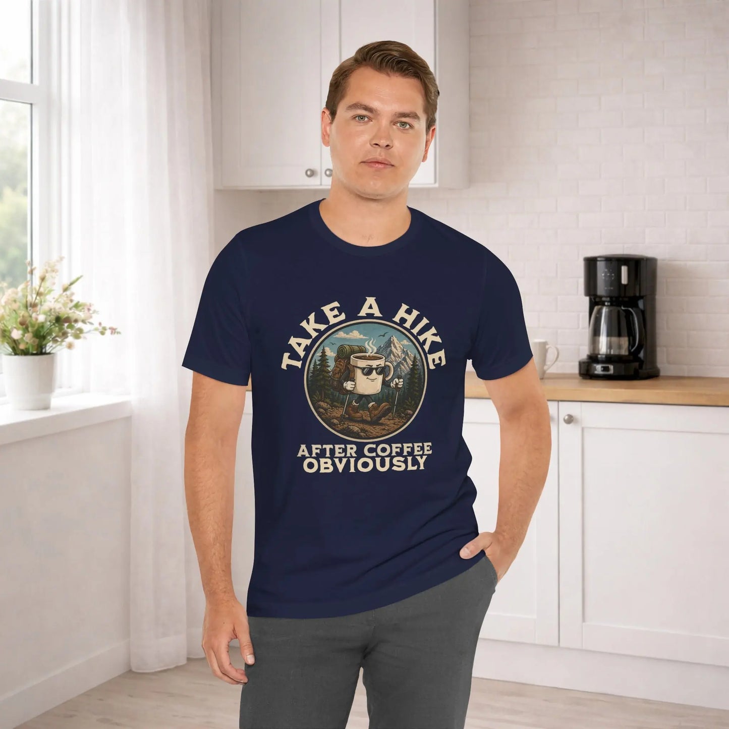 Take a Hike Coffee Tee — "After Coffee Obviously" Coffee Cup Outdoor Hiking T-Shirt Printify