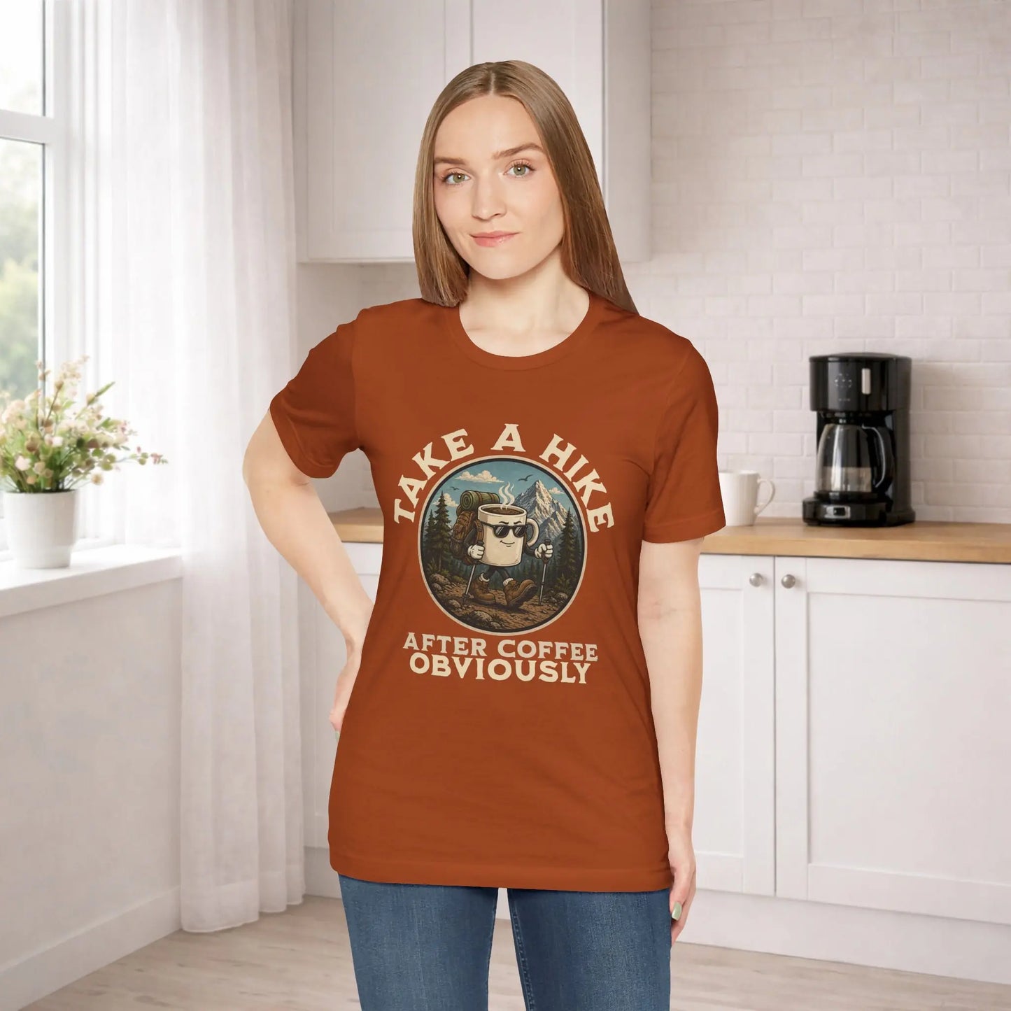 Take a Hike Coffee Tee — "After Coffee Obviously" Coffee Cup Outdoor Hiking T-Shirt Printify