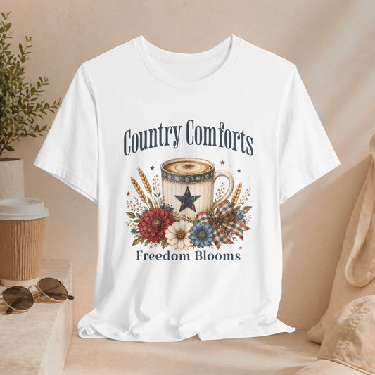 Country Comforts Tee – "Freedom Blooms" Floral Mug Graphic Printify