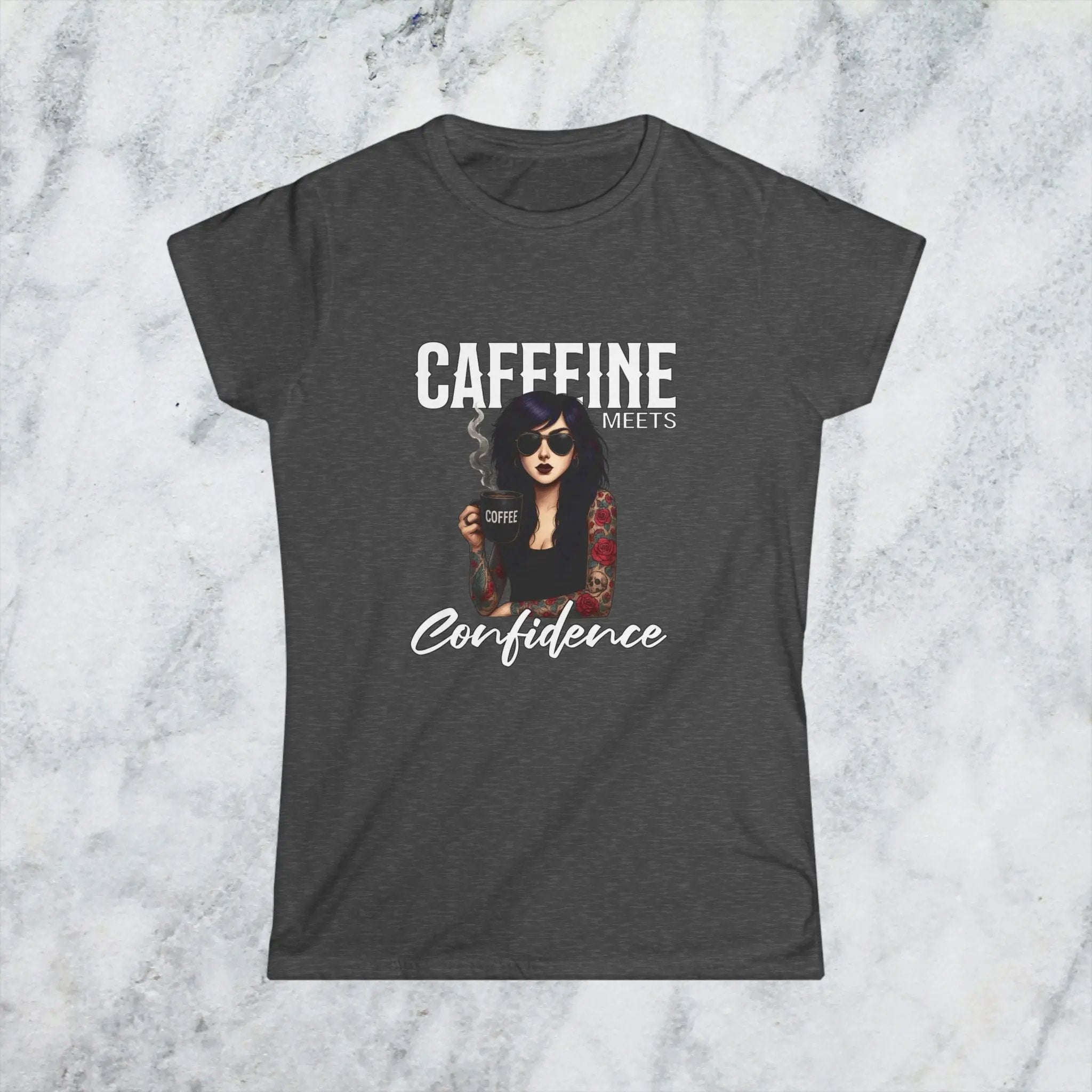 Caffeine Meets Confidence T-Shirt Tattoo Woman Caffeine Confidence Design - Boldly Bitter Company