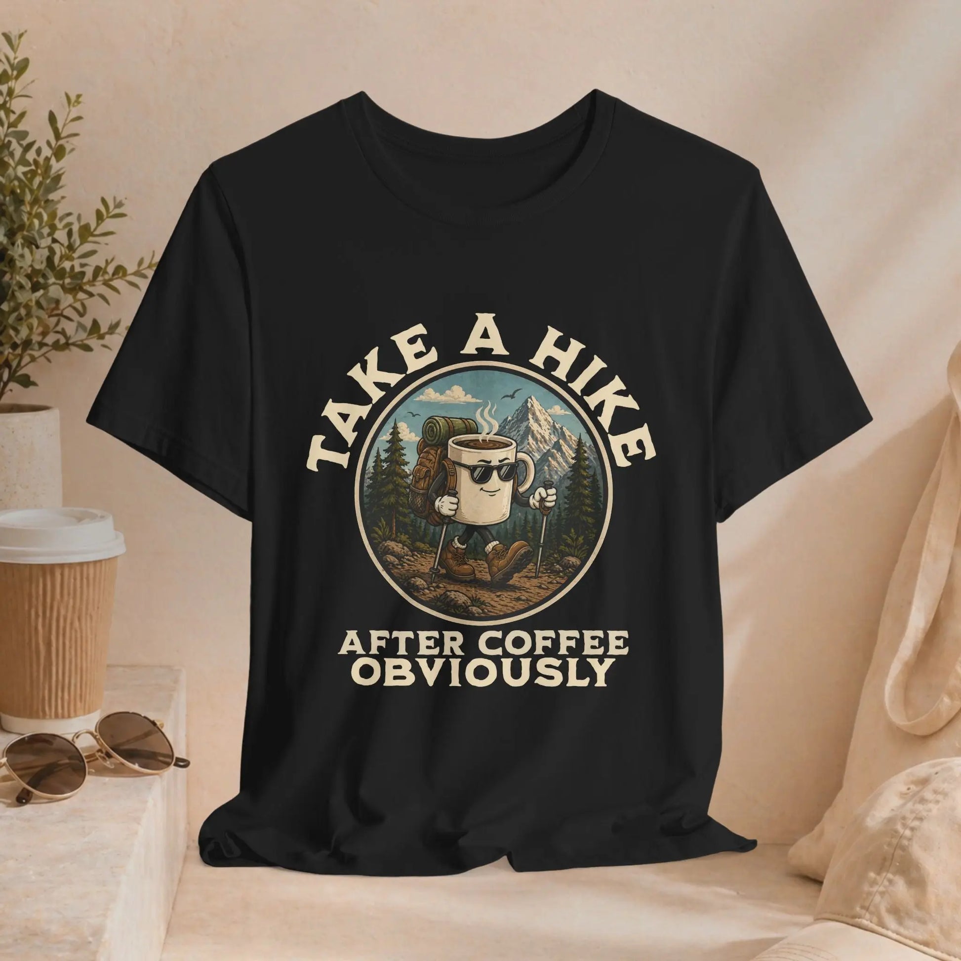 Take a Hike Coffee Tee — "After Coffee Obviously" Coffee Cup Outdoor Hiking T-Shirt Printify