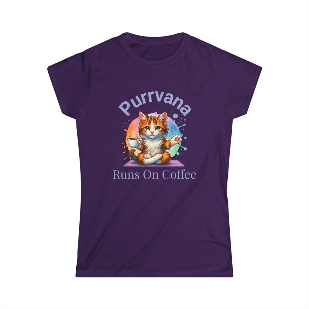 Purrvana T-Shirt – Funny Cat Lover Gift for Coffee Addicts Printify