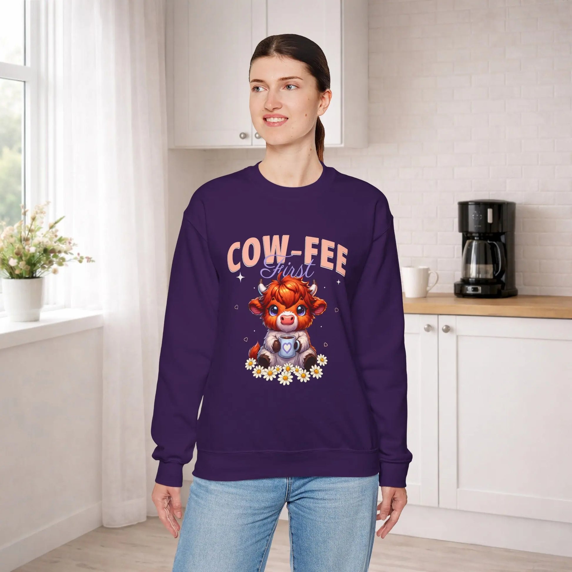 Cow-Fee First Sweatshirt Printify