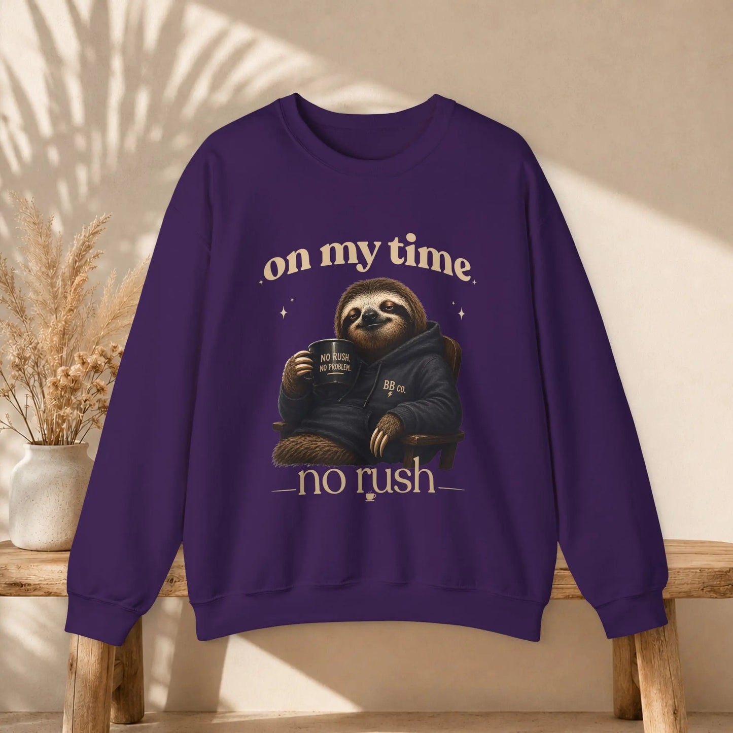 On My Time Sloth Sweatshirt Printify
