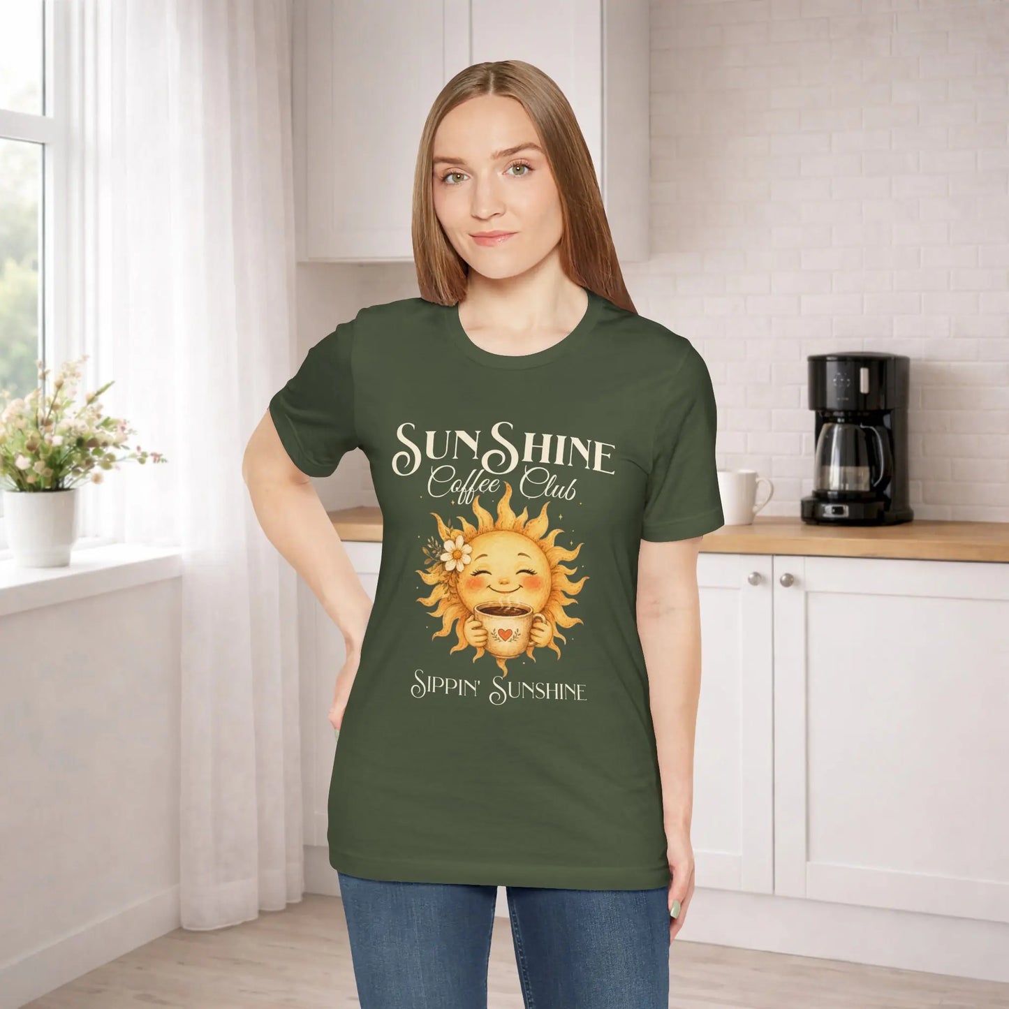 Sunshine Coffee Club Tee — "Sippin' Sunshine" Graphic T-Shirt Printify