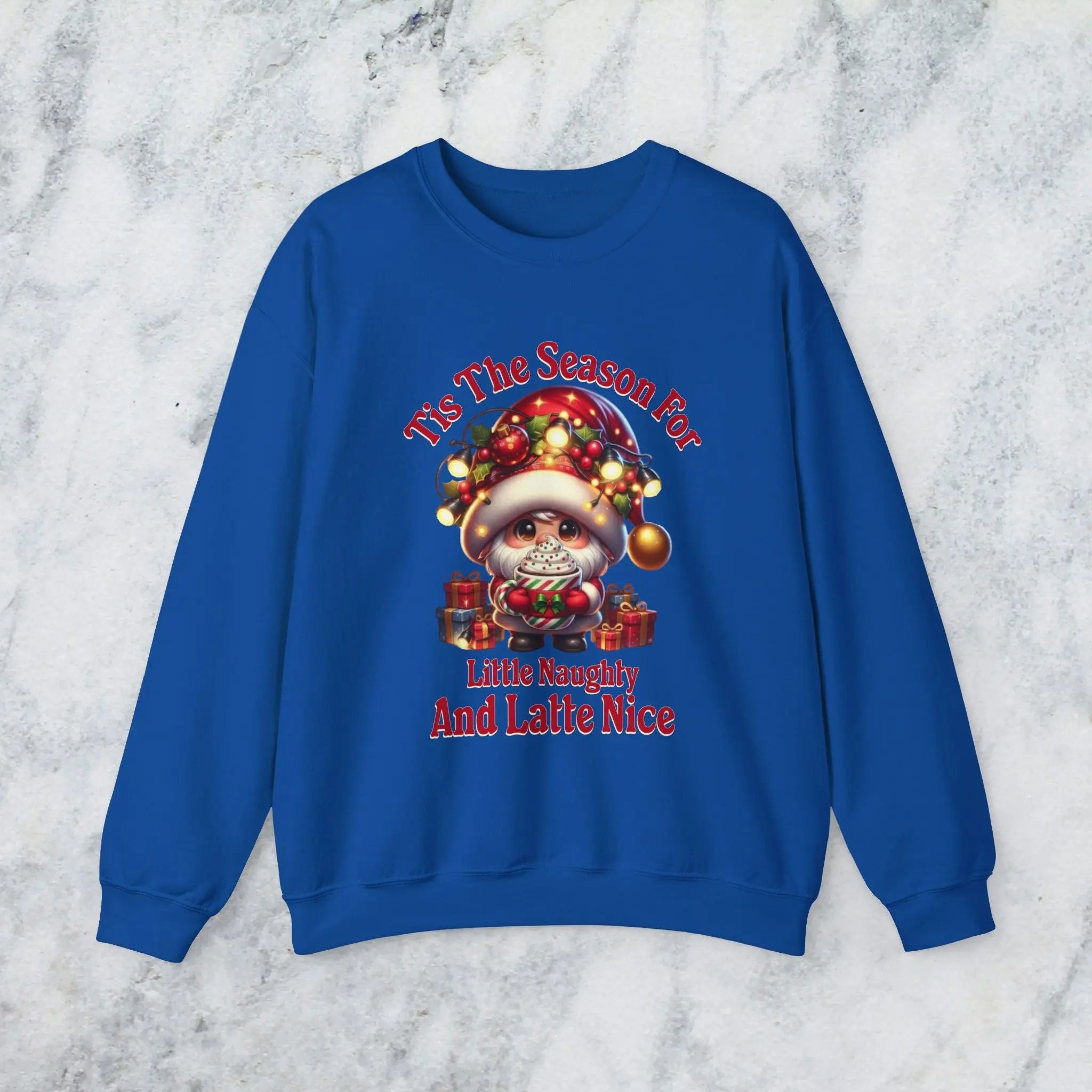 'Tis The Season Sweatshirt - "'Tis The Season For Little Naughty And Latte Nice" Holiday Shirt Printify