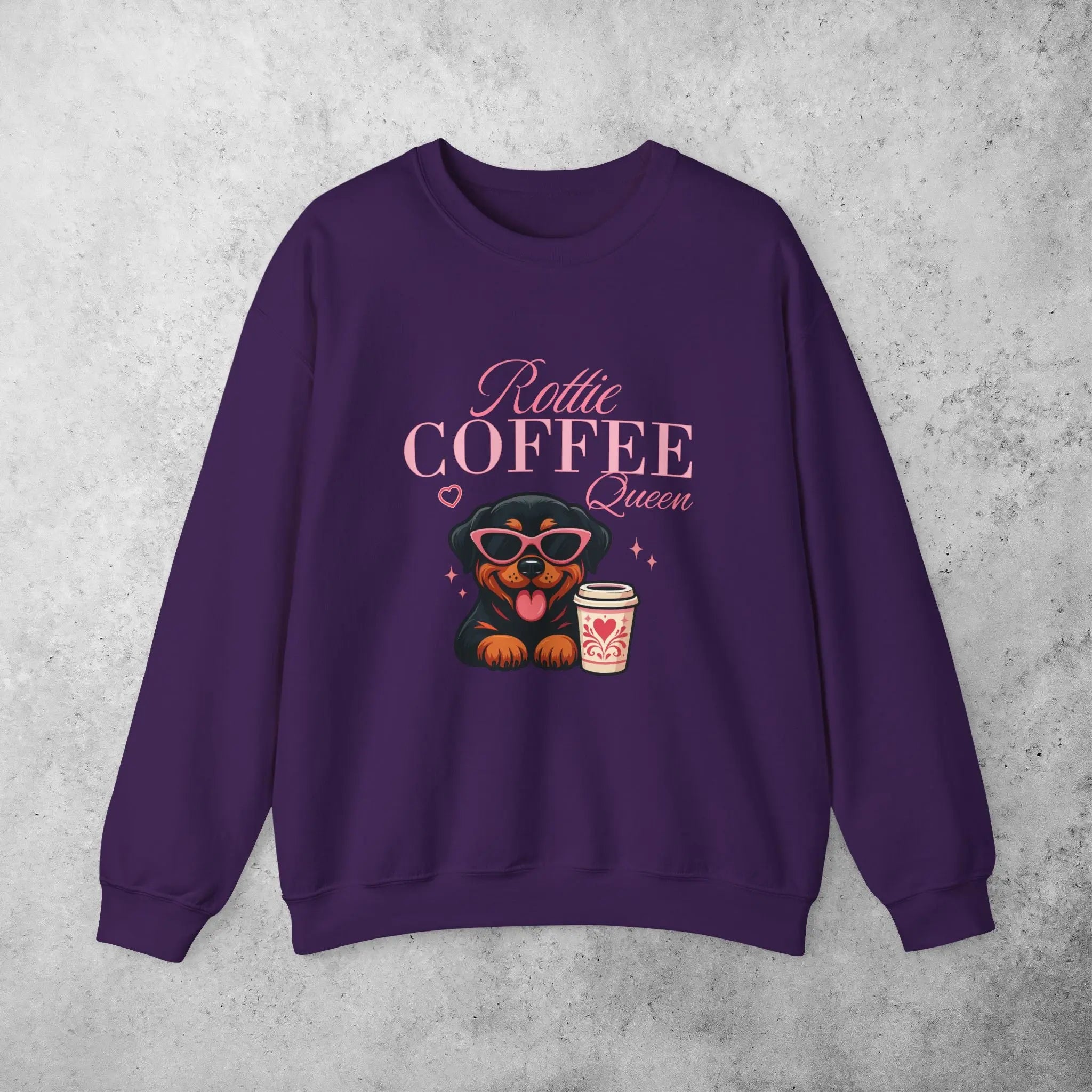 Rottie Coffee Sweatshirt — Cute Rottweiler with Coffee Graphic Printify