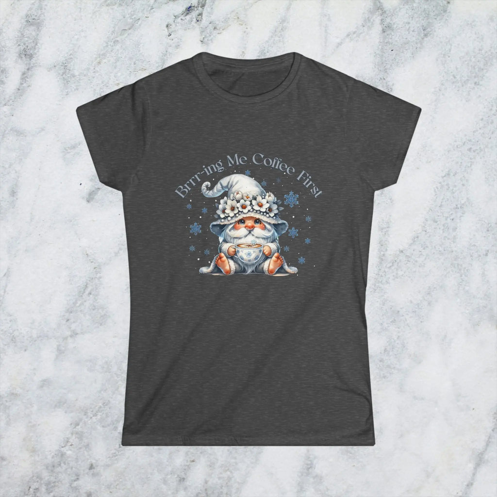 Brr-ing Me Coffee T-Shirt - Cute Gnome Winter Design Printify