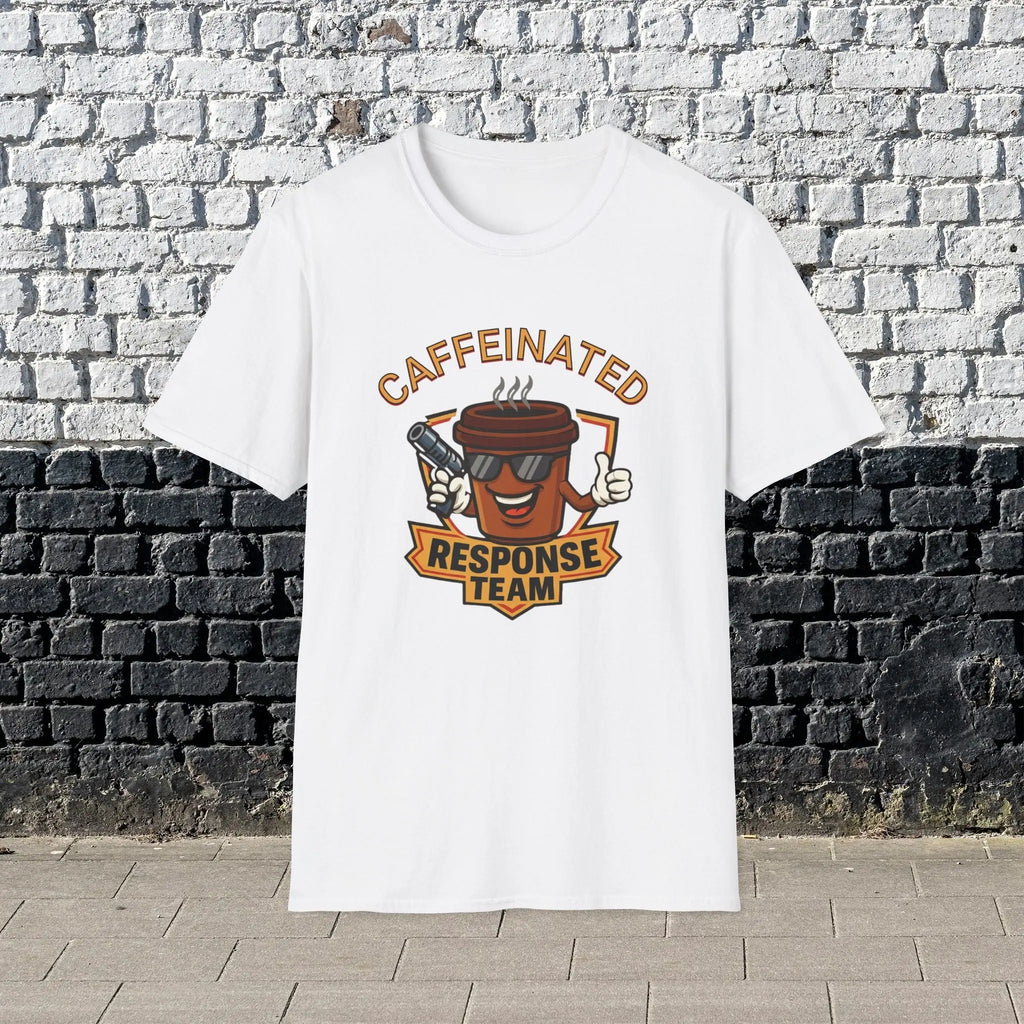 Caffeinated Response Team T-Shirt - funny coffee cup with tazer tee Printify