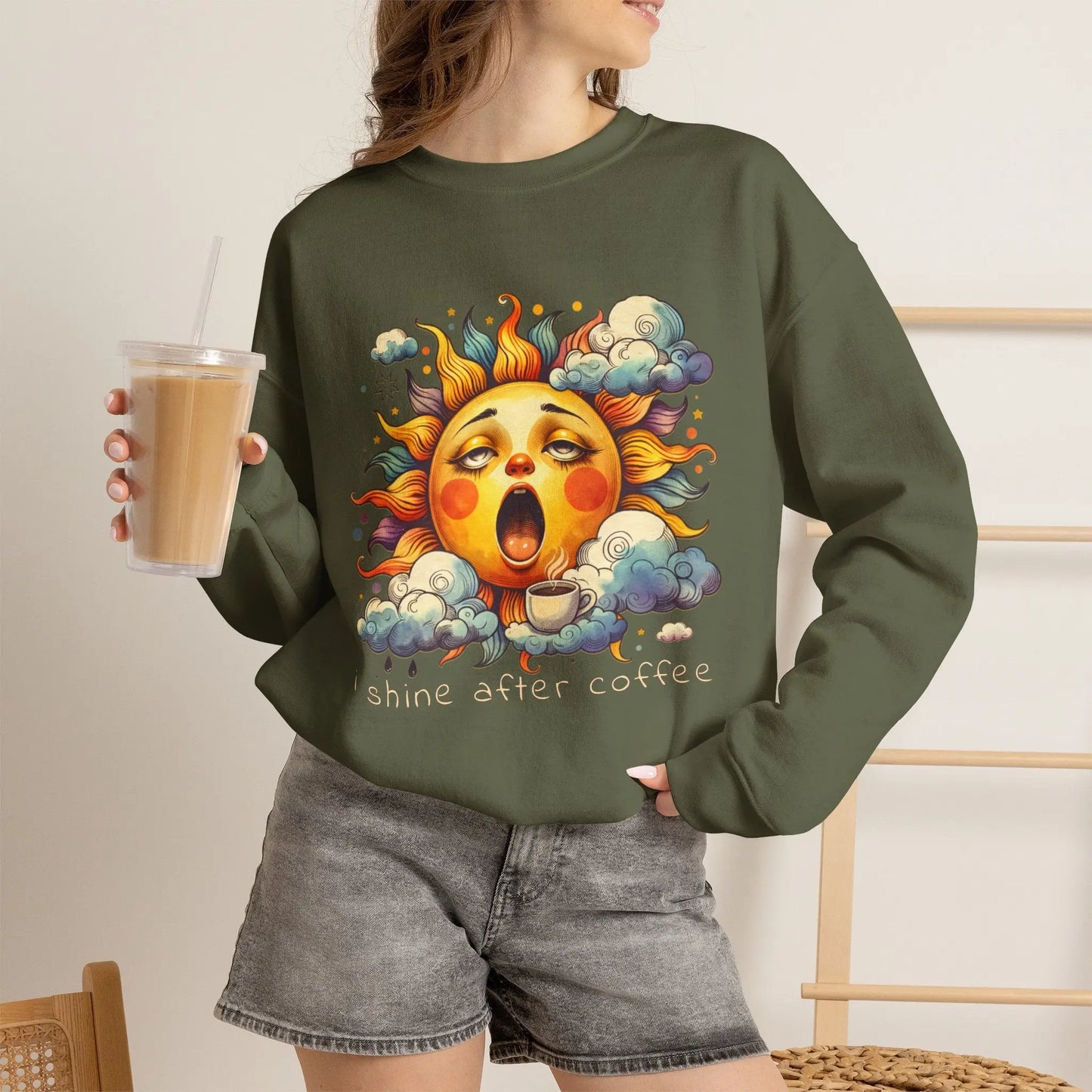 I Shine After Coffee Sweatshirt Printify
