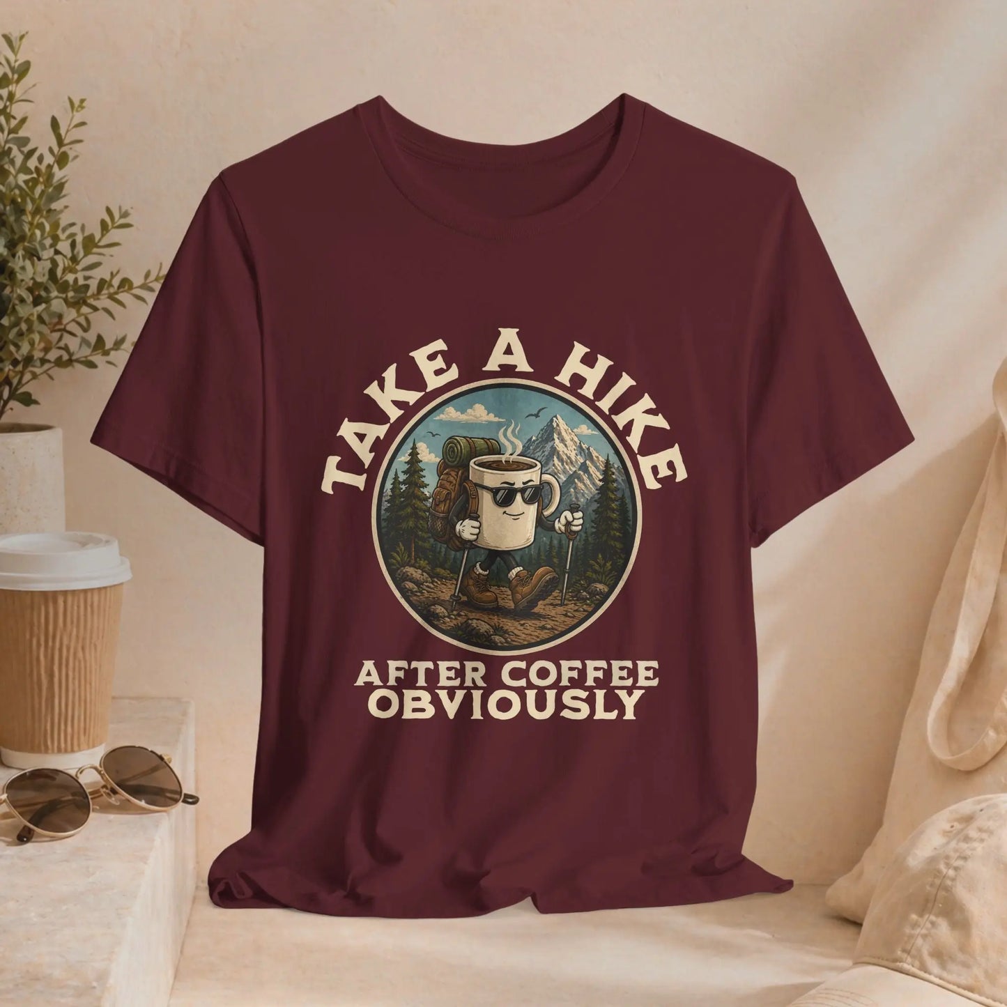 Take a Hike Coffee Tee — "After Coffee Obviously" Coffee Cup Outdoor Hiking T-Shirt Printify