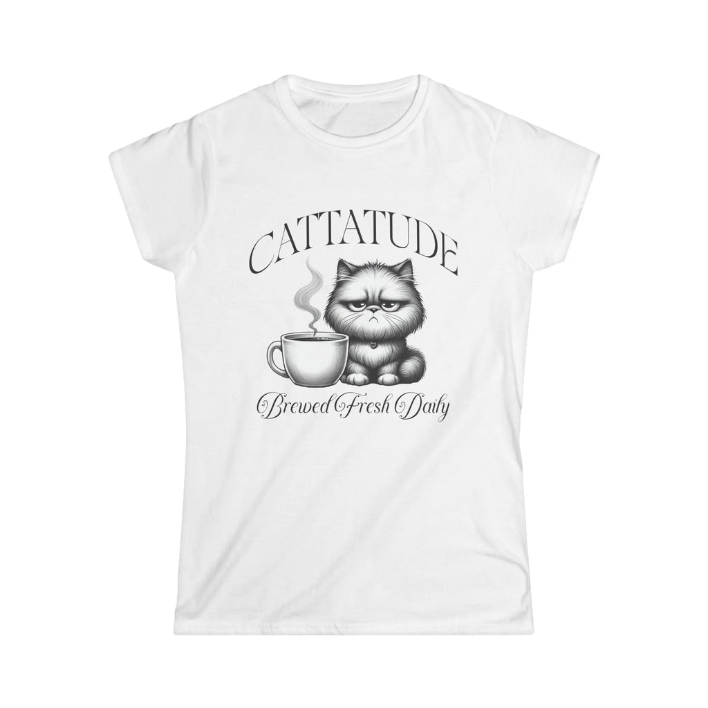 Cattitude Tshirt - Brewed Fresh Dailiy Printify