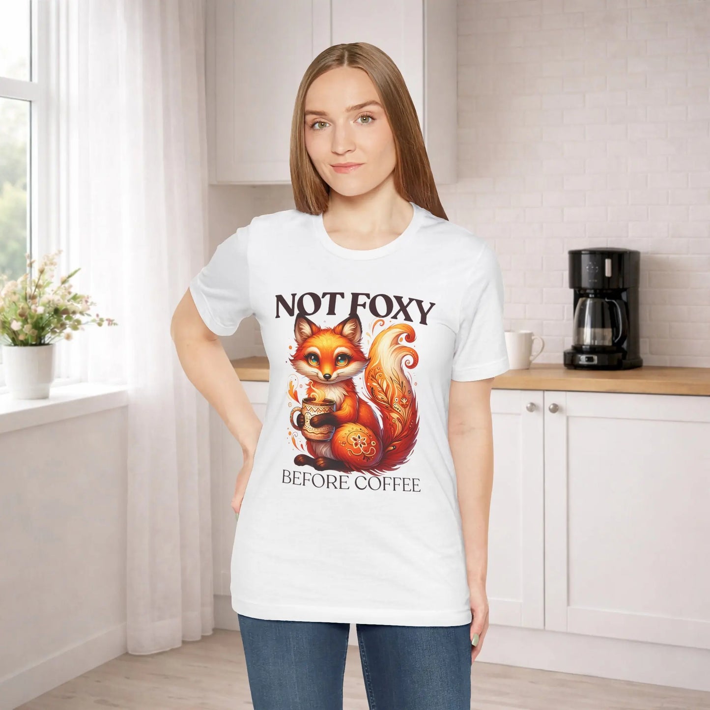 Not Foxy Before Coffee T-Shirt Printify