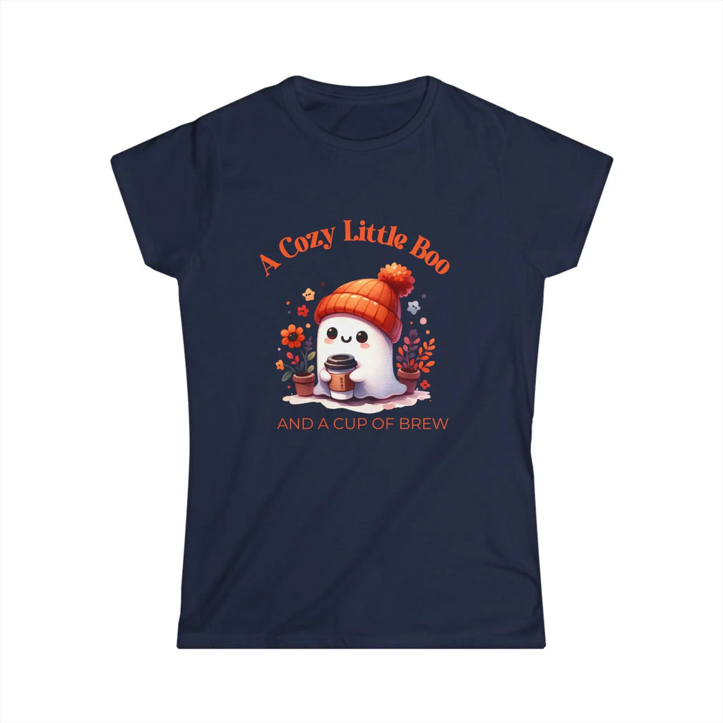 Cozy Little Boo T-Shirt – “A Cozy Little Boo and a Cup of Brew” Printify