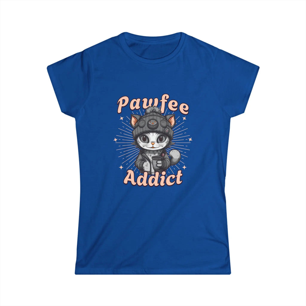 Pawfee Addict Tshirt- Cute Cat and Coffee T-Shirt Printify
