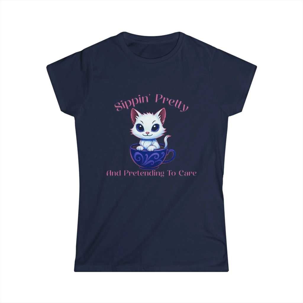 Sippin Pretty T-Shirt - Cute Kitten in Coffee Cup Saying Printify