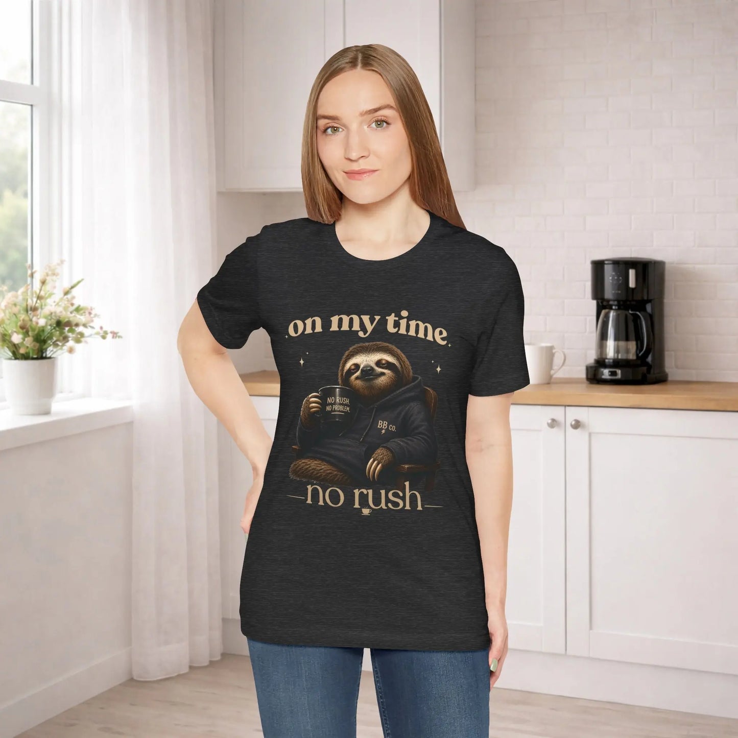 On My Time Sloth T‑Shirt Printify