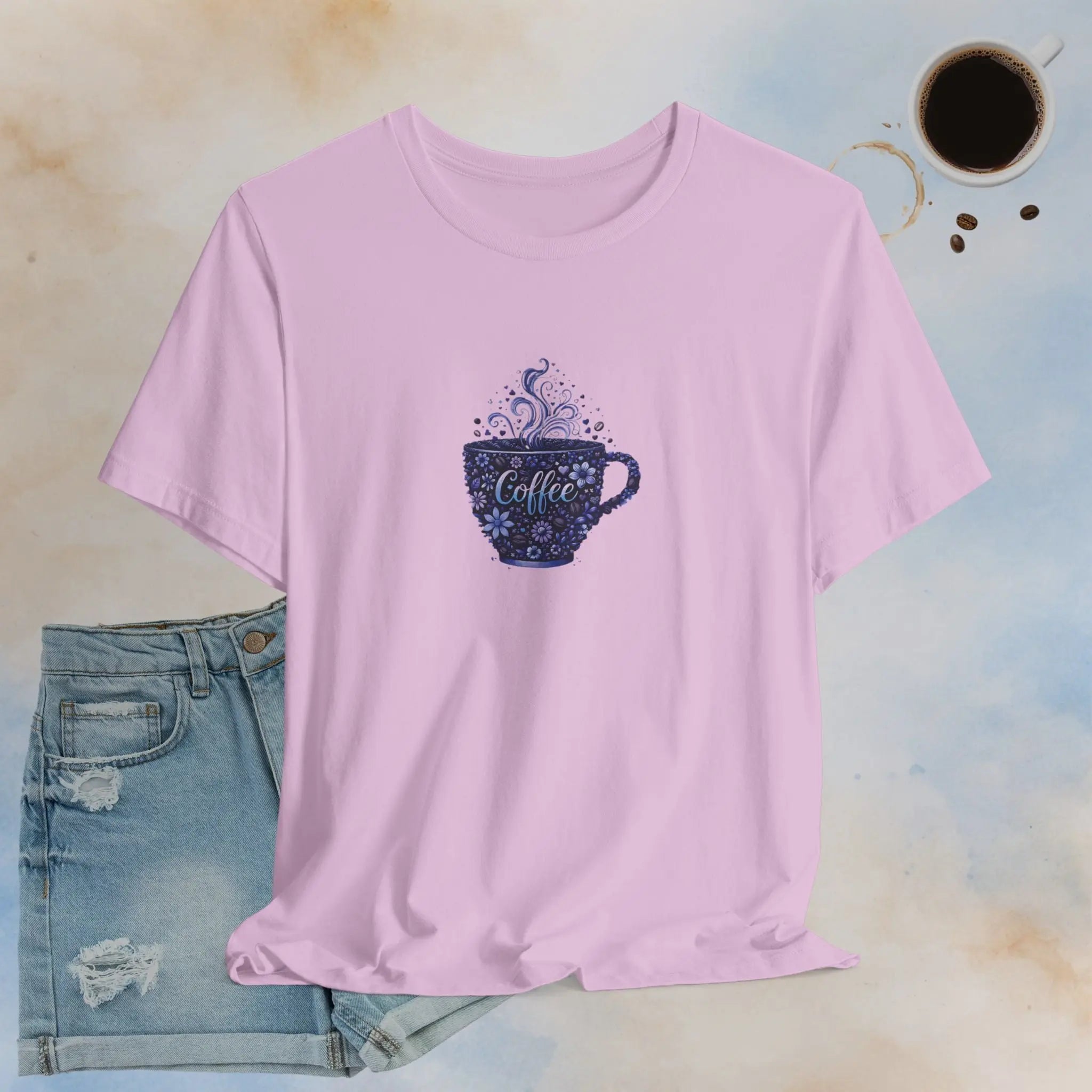 Coffee Cup Floral Tee — Cozy Café Graphic T-Shirt Printify