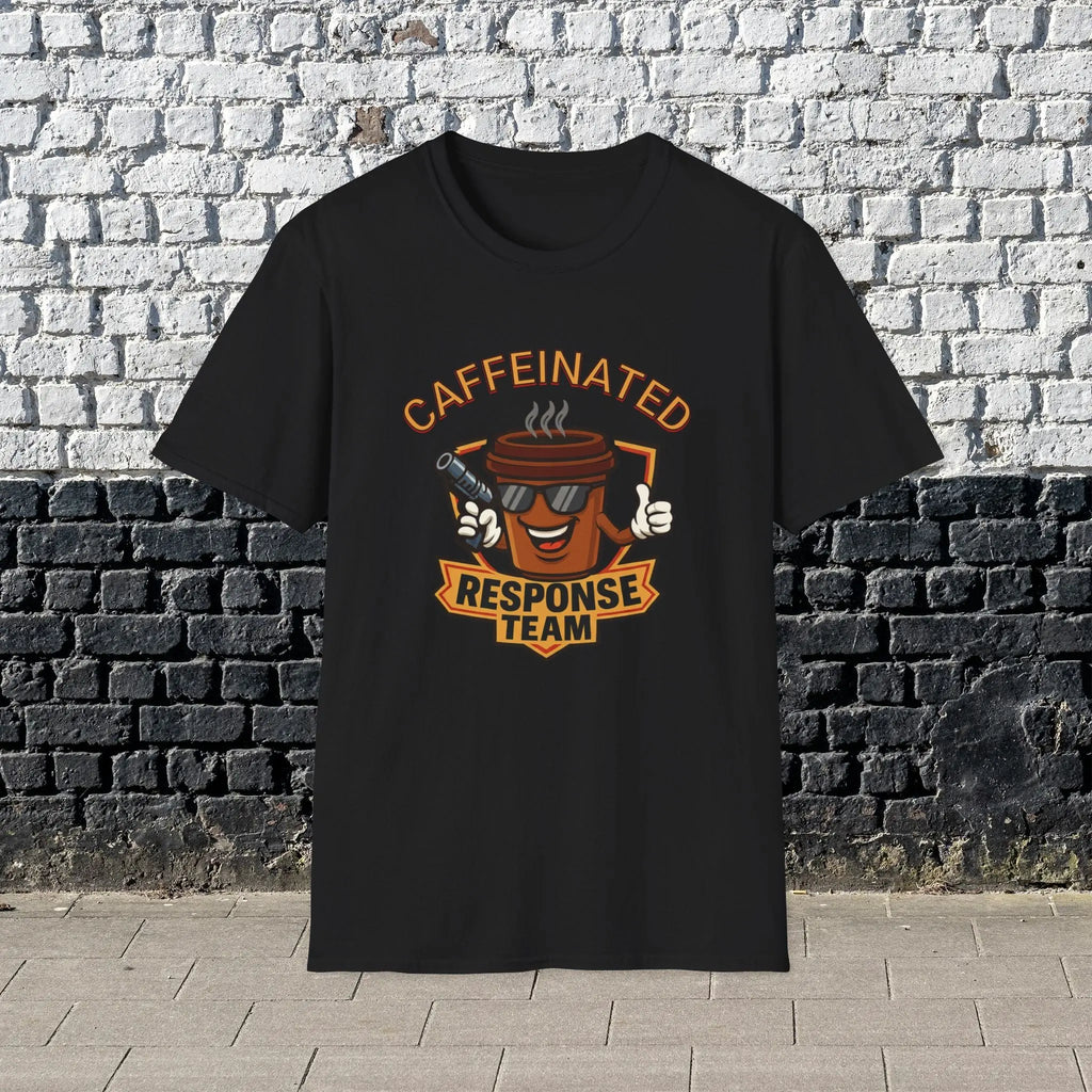 Caffeinated Response Team T-Shirt - funny coffee cup with tazer tee Printify