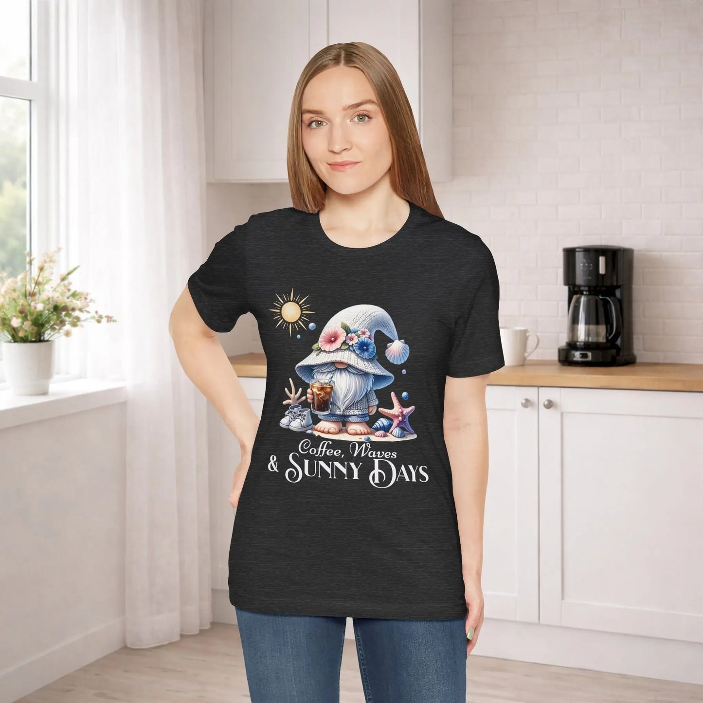Sunny Days Gnome Coffee T-shirt Printify