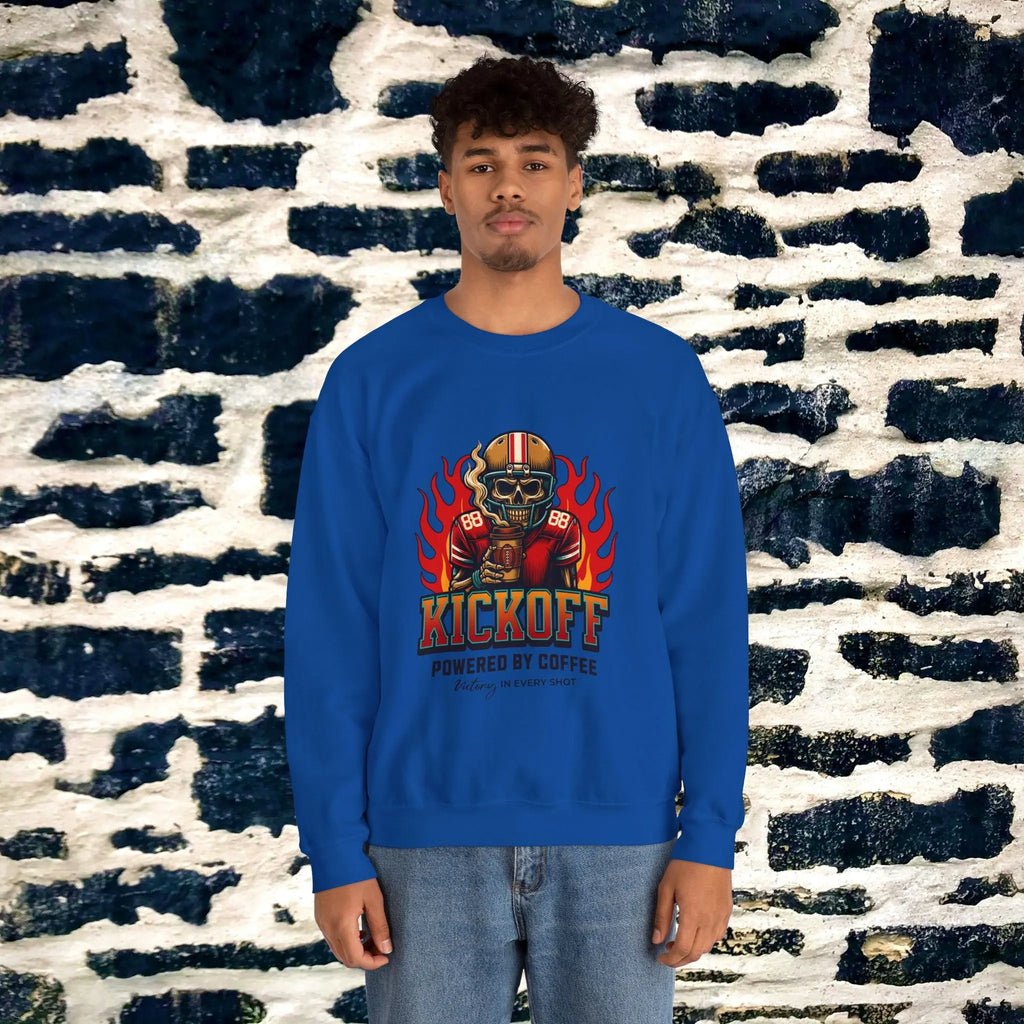 Kickoff Coffee Sweatshirt - Football themed coffee sweatshirt perfect for fall season Printify