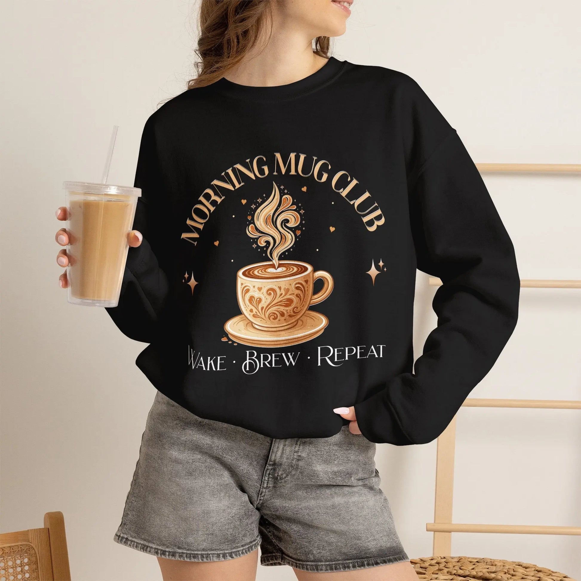 Morning Mug Club Sweatshirt - Wake, Brew, Repeat Printify