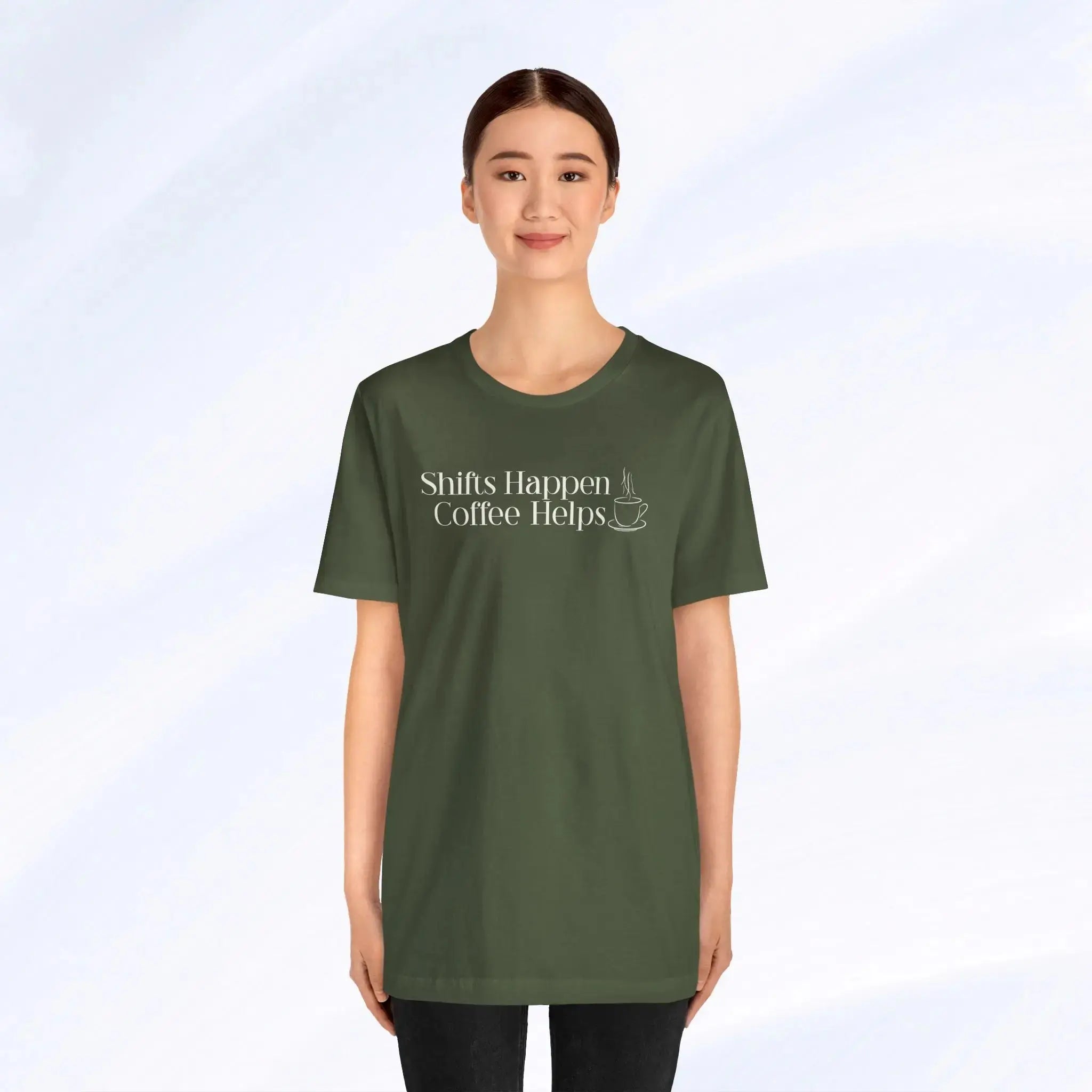 Shifts Happen Coffee Helps Tee Printify