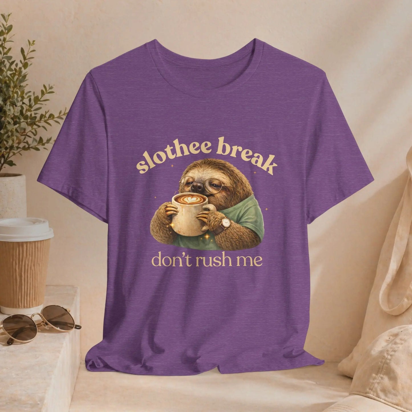 Slothee Break T‑Shirt – "Don't Rush Me" Cute Sloth Coffee Tee Printify