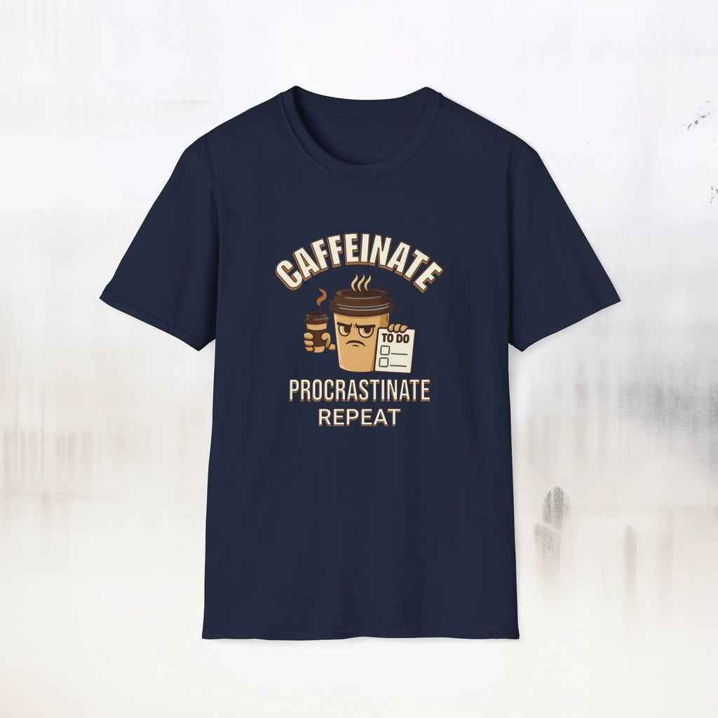 Caffeinate Procrastinate Repeat T-Shirt — Funny Coffee Lover Tee - Boldly Bitter Company