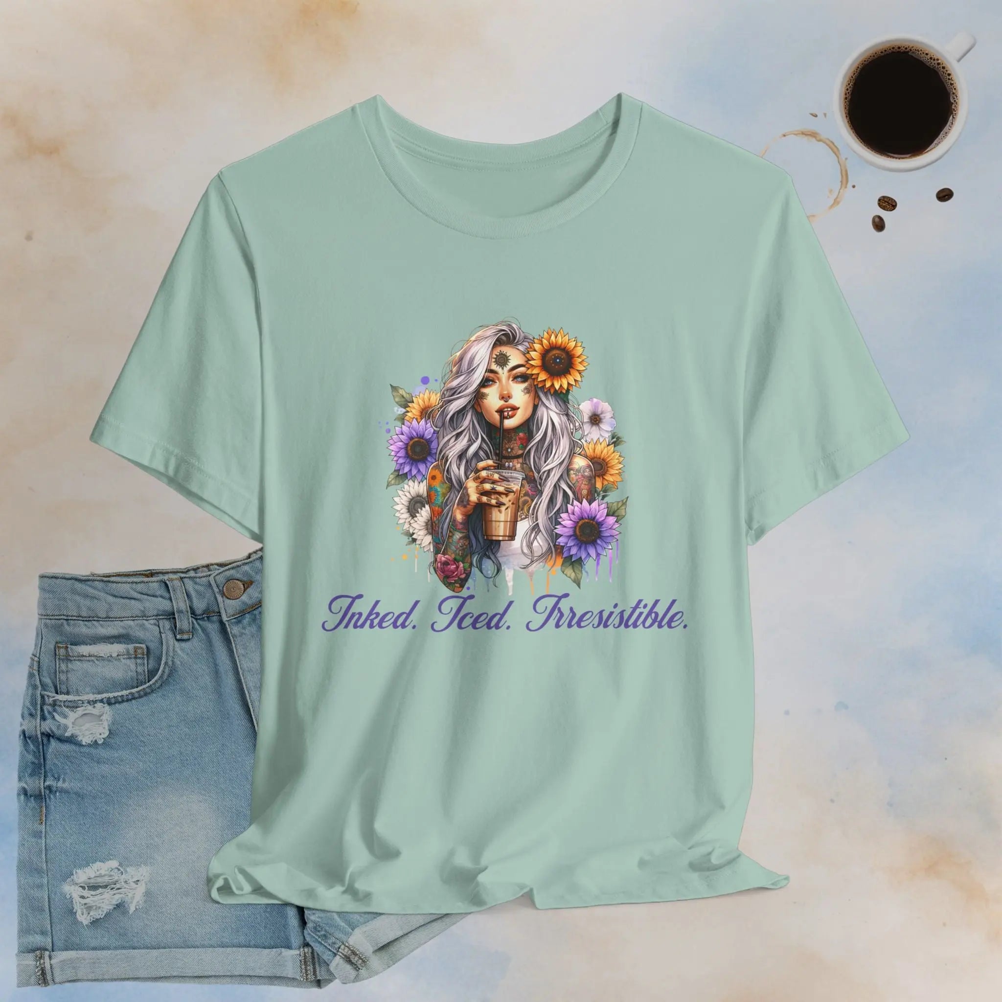 iced inked floral t-shirt Printify
