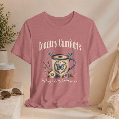 Country Comforts Tee — 'Wings & Wildflowers' Coffee Mug Butterfly Graphic Printify