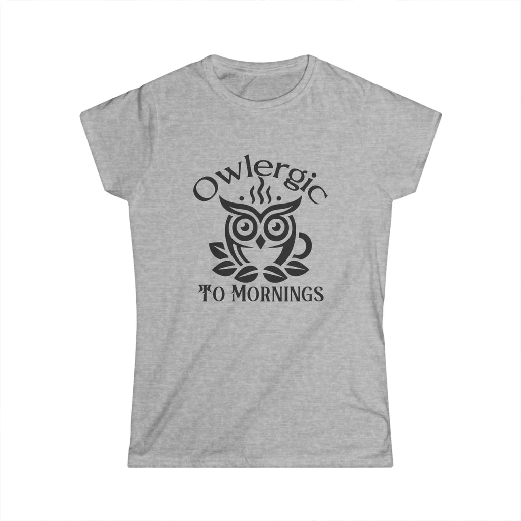 Owlergic to Mornings T-Shirt – Funny Owl Coffee Cup Graphic Tee Printify