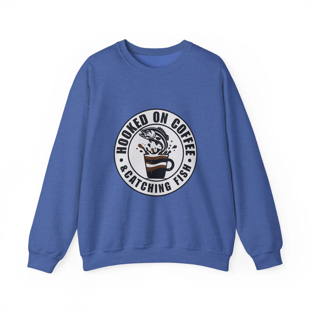 Hooked on Coffee and Catching Fish Sweatshirt Printify