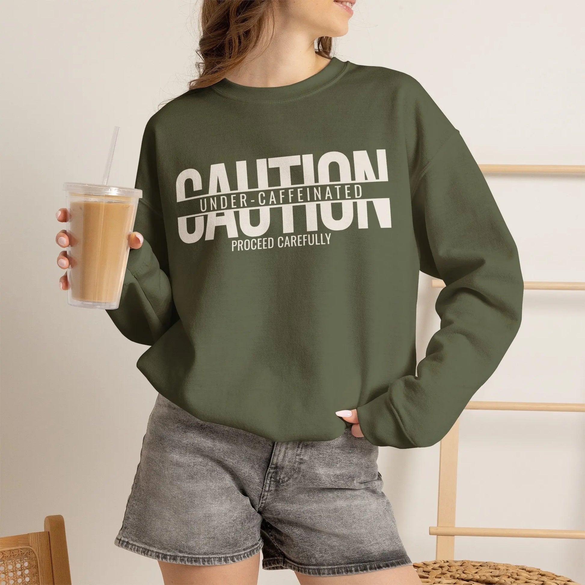Caution Undercaffeinated Sweatshirt Printify