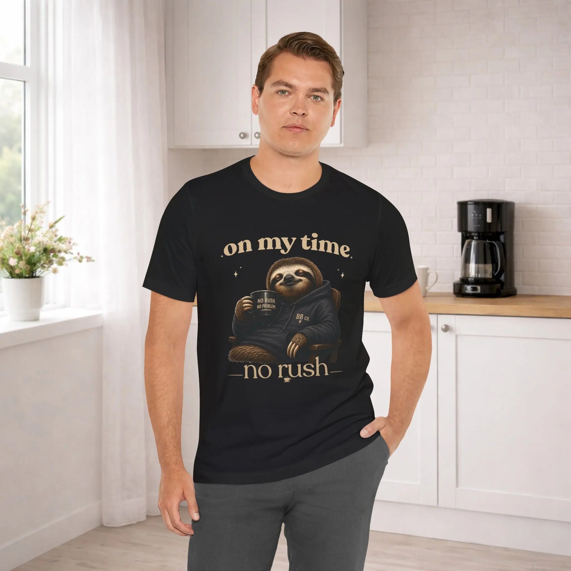 On My Time Sloth T‑Shirt Printify