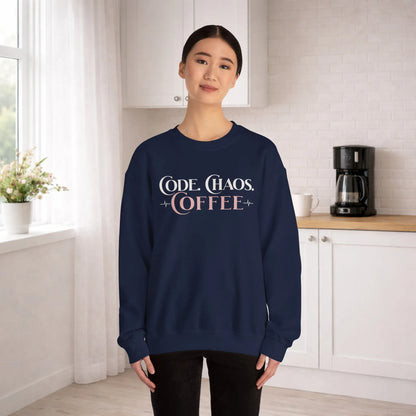 Code, Chaos, Coffee Sweatshirt Printify