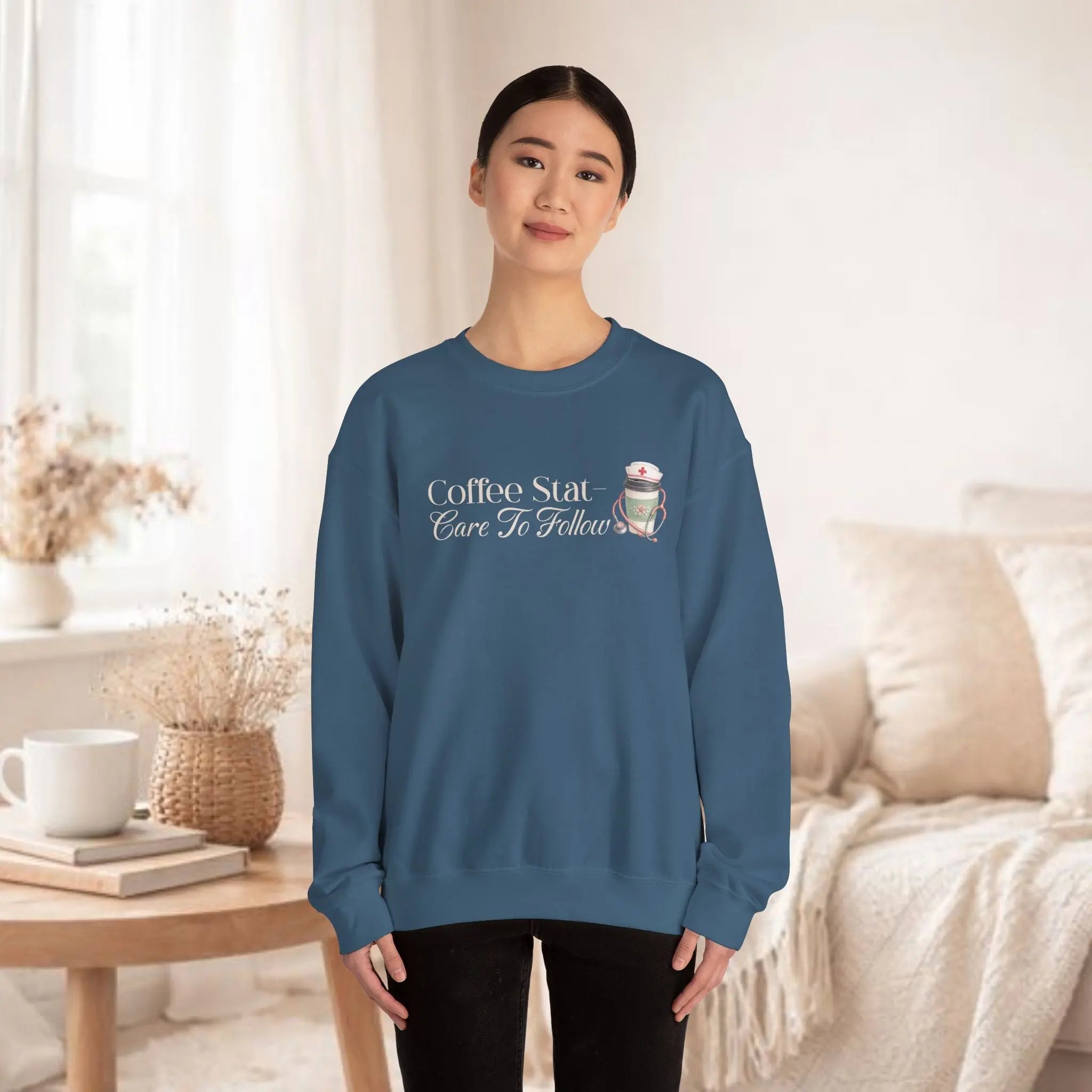 Coffee Stat Sweatshirt — "Care to Follow" Cozy Sweatshirt Printify