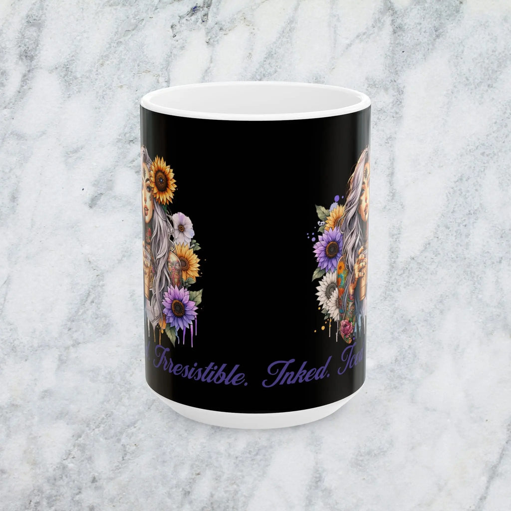 Iced Inked 15 oz Ceramic Mug, Irresistible Inked Drinkware, Gift for Tattoo Lovers, Coffee Tea Cup, Unique Housewarming Present Printify