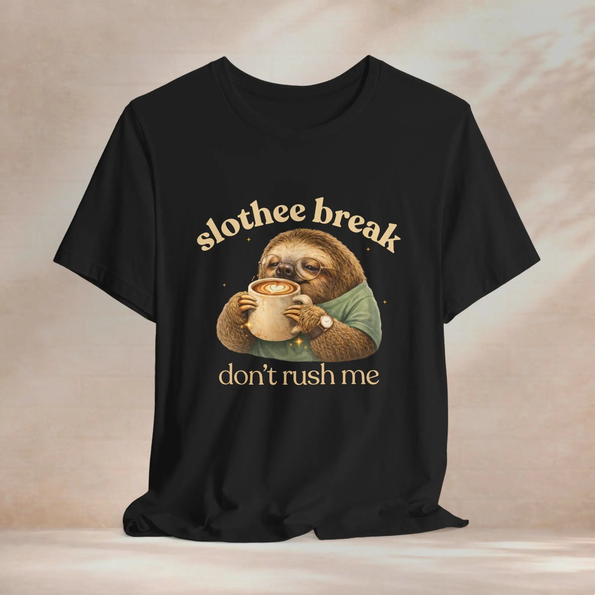 Slothee Break T‑Shirt – "Don't Rush Me" Cute Sloth Coffee Tee Printify