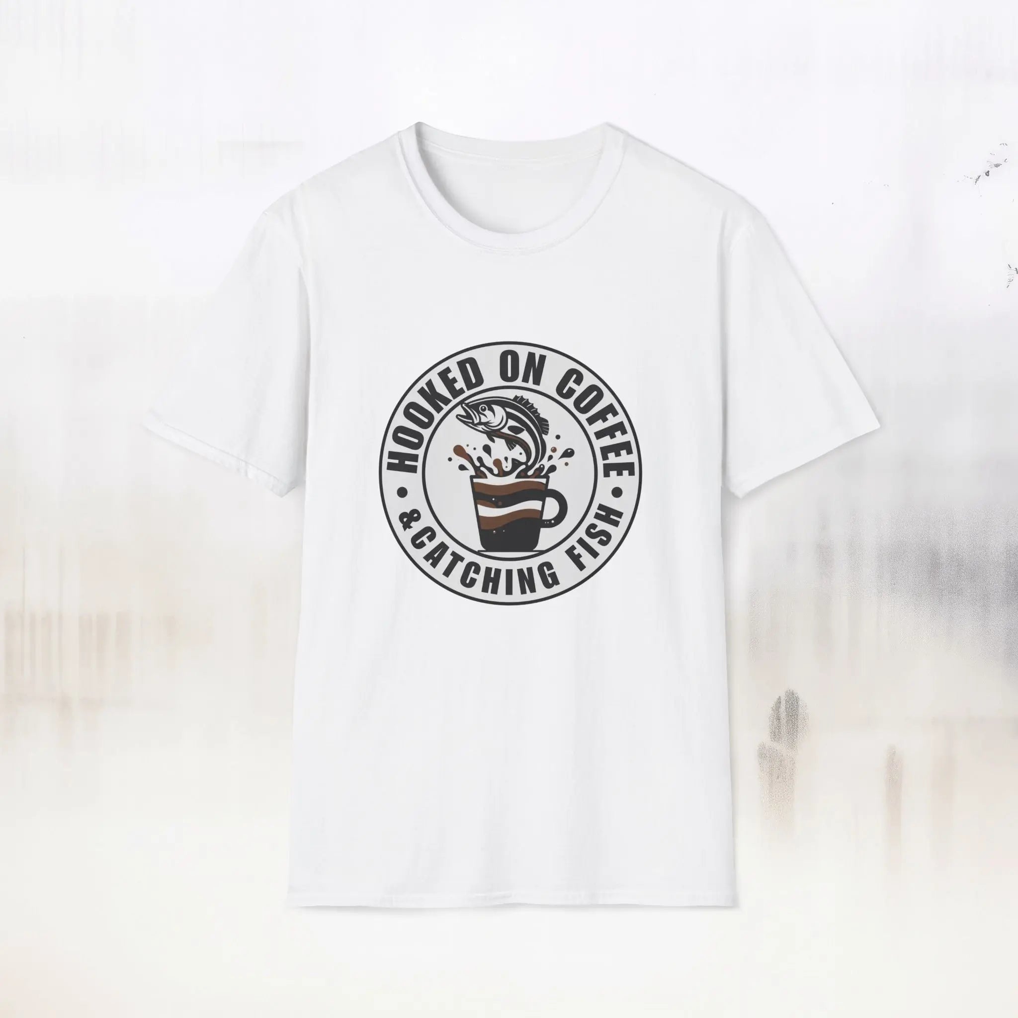 Catching Fish T‑Shirt – Fishing & Coffee Lover Tee Printify