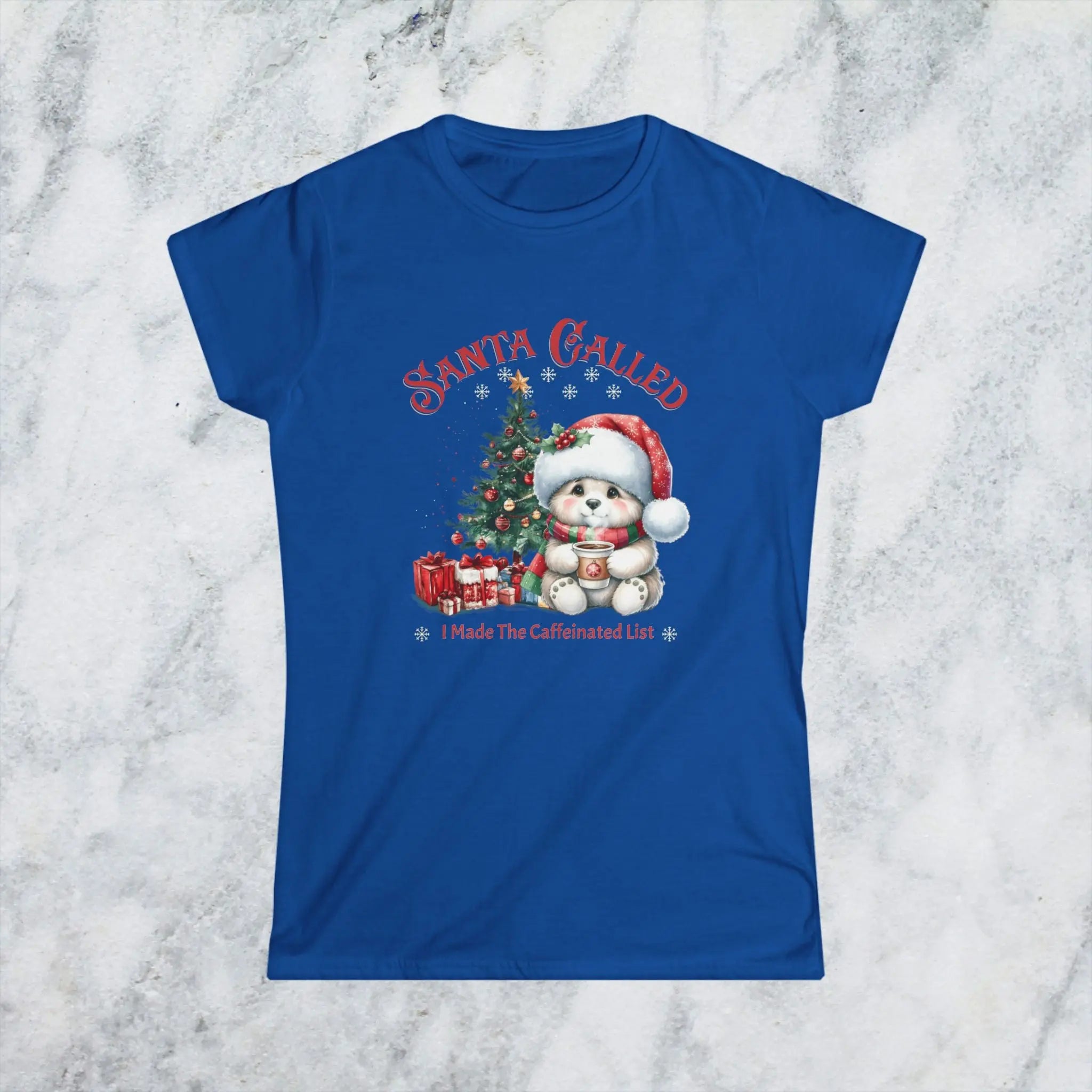 Santa Called Christmas Tee — 'I Made The Caffeinated List' Cute Bear Shirt Printify